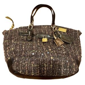 Coach Chelsea Boucle Emerson Convertible Satchel Bag BrownTweed,‎ F1171- 17818